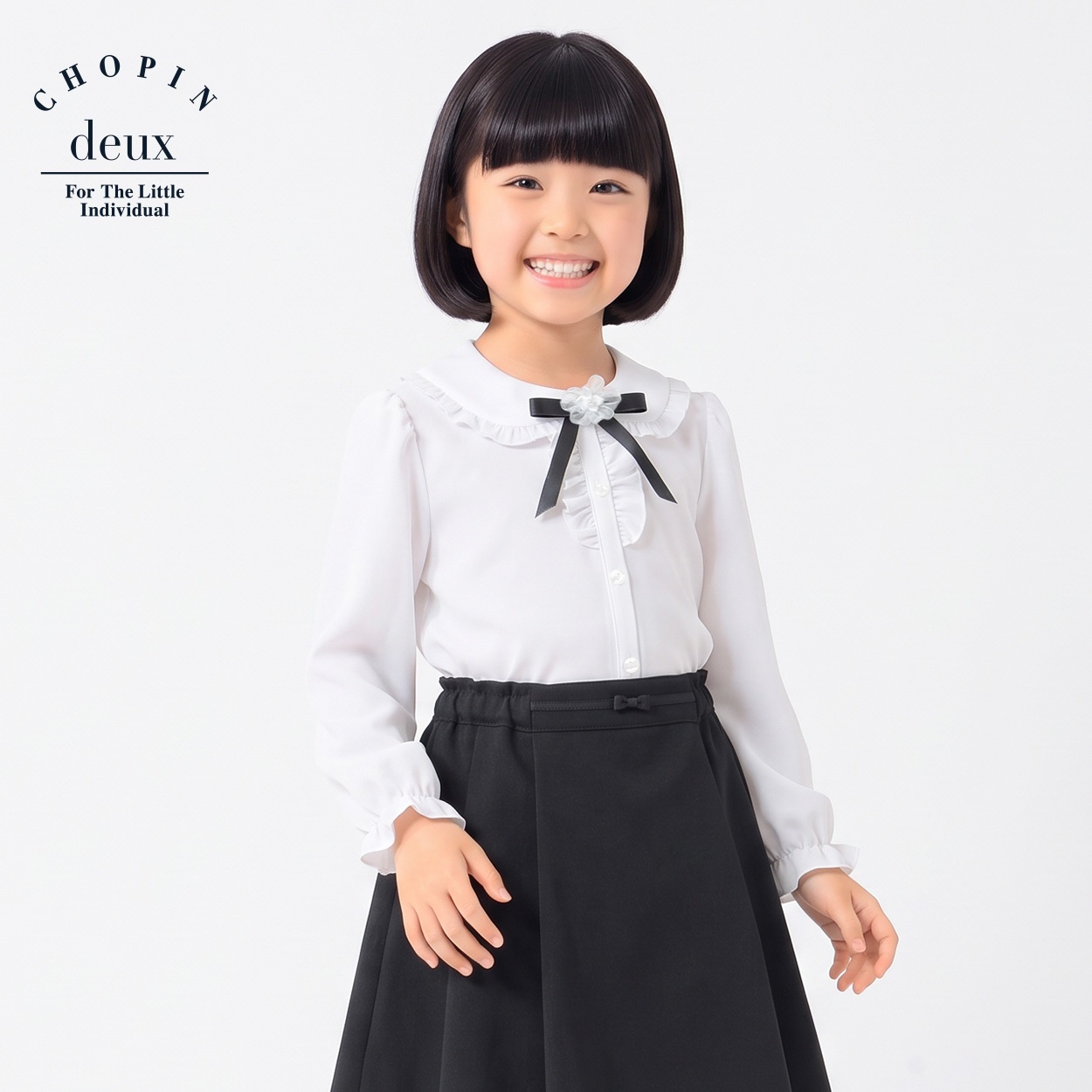 フォーマルブラウス キッズ 女の子 100cm-130cm(ホワイトB-120cm)