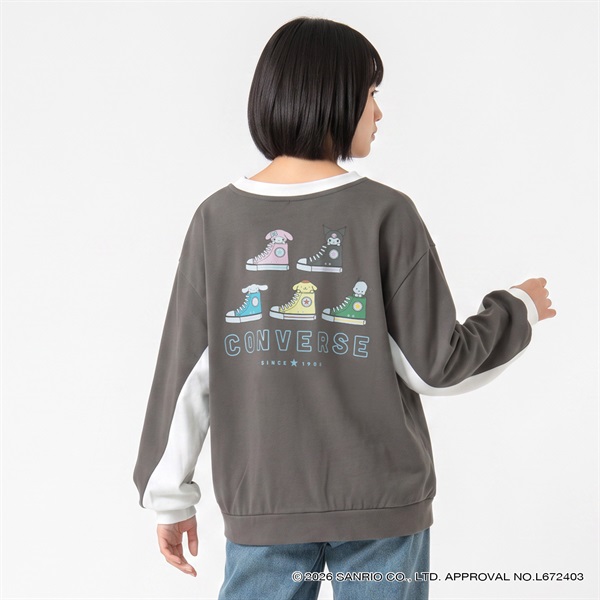 コンバース×サンリオキャラクターズ バックプリント長袖Tシャツ キッズ 女の子 130cm-160cm(チャコ－ルグレ－-150cm)