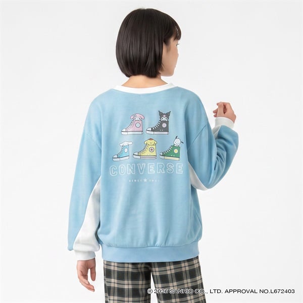 コンバース×サンリオキャラクターズ バックプリント長袖Tシャツ キッズ 女の子 130cm-160cm(サックス-130cm)