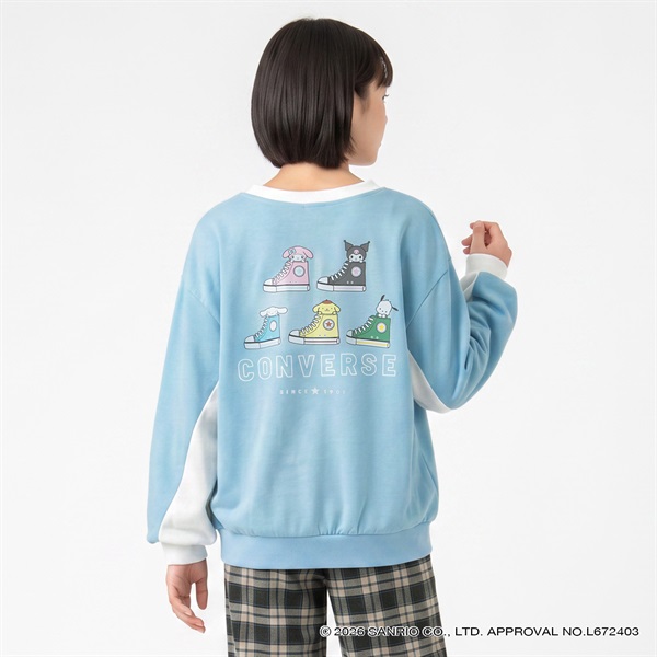 コンバース×サンリオキャラクターズ バックプリント長袖Tシャツ キッズ 女の子 130cm-160cm(サックス-140cm)