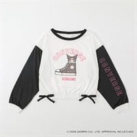 コンバース×サンリオキャラクターズ 裾リボン長袖Tシャツ キッズ 女の子 130cm-160cm(ブラック-130cm)