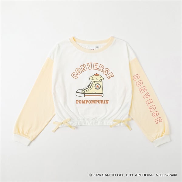 コンバース×サンリオキャラクターズ 裾リボン長袖Tシャツ キッズ 女の子 130cm-160cm(イエロー-150cm)
