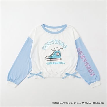 コンバース×サンリオキャラクターズ 裾リボン長袖Tシャツ キッズ 女の子 130cm-160cm(サックス-130cm)