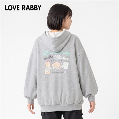 LOVERABBY(ラブラビ) 裏起毛バックサガラ刺しゅうパーカートレーナー キッズ 女の子 130cm-160cm