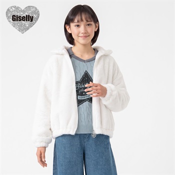 Giselly(ジゼリー) プードルファースタンドジャケット キッズ 女の子 130cm-160cm(ホワイト-130cm)