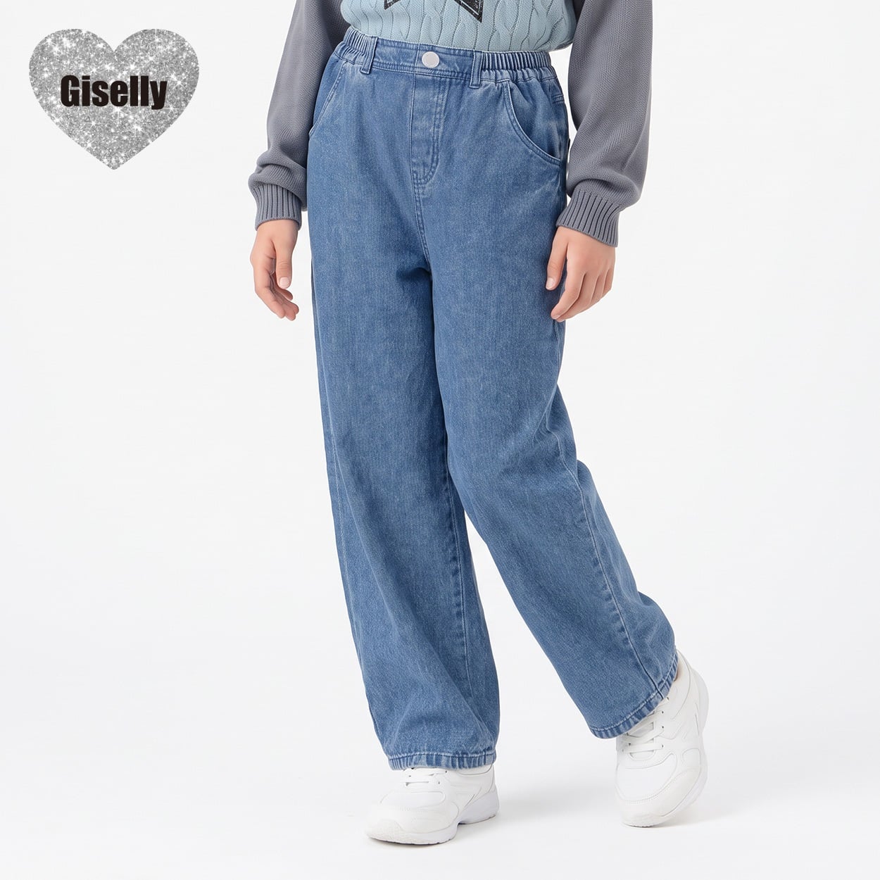 Giselly(ジゼリー) デニムバルーンパンツ キッズ 女の子 130cm-160cm(ブルー-140cm)