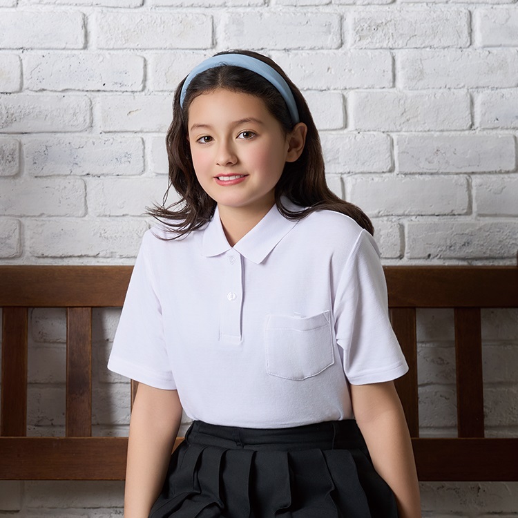 半袖ポロシャツ 女の子 トップバリュ 100cm-170cm(ホワイト-150cm)
