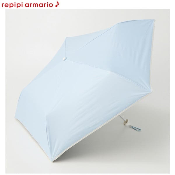 repipi armario (レピピアルマリオ) ＰＵバイカラー 折りたたみ傘 晴雨兼用 キッズ(サックス-50cm)