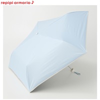 repipi armario (レピピアルマリオ) ＰＵバイカラー 折りたたみ傘 晴雨兼用 キッズ(サックス-50cm)