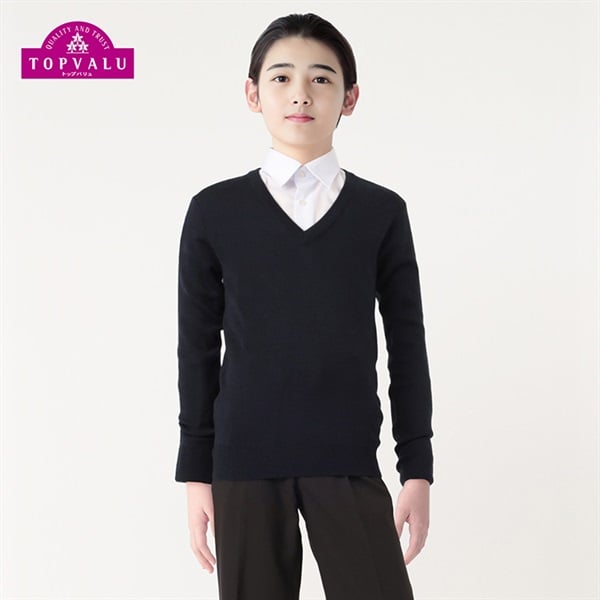 スクールセーター 男の子 女の子 トップバリュ キッズ 110cm-170cm(ネイビー-150cm)