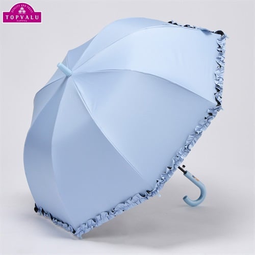 まる～ん晴雨兼用傘 フリル 55cm トップバリュ キッズ(サックス)