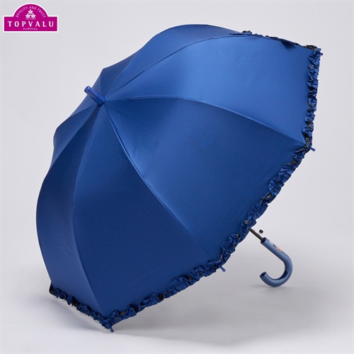 まる～ん晴雨兼用傘 フリル 55cm トップバリュ キッズ(ネイビー)