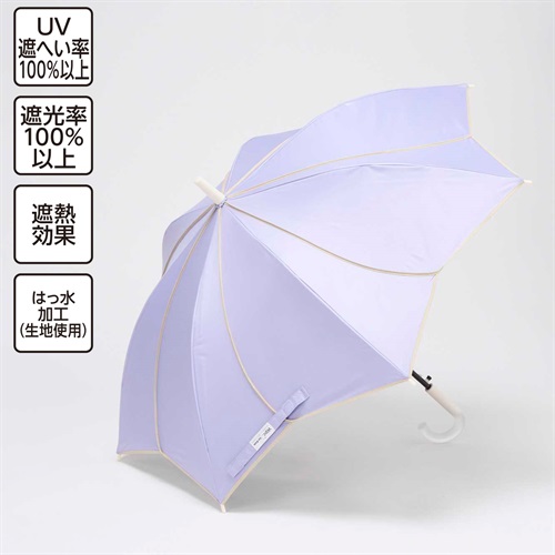 Wpc. for Kids 晴雨兼用傘 フラワーカット 55cm 女の子 キッズ(パープル)