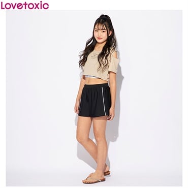 Lovetoxic(ラブトキシック) 肩開き３点セット水着 女の子 キッズ140cm-160cm(ベージュ-140cm)