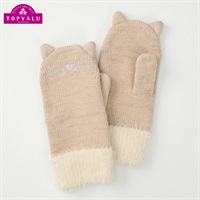ピースフィットウォーム ネコミトンニット手袋 女の子 トップバリュ