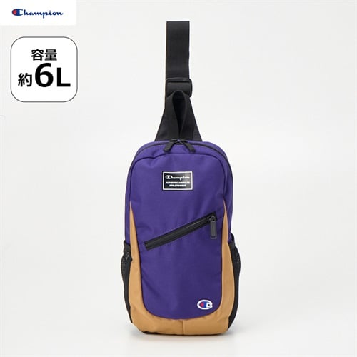 Champion(チャンピオン) ボディバッグ 6L 男の子 女の子 キッズ(ベージュ×パープル)