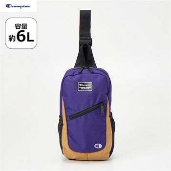 Champion(チャンピオン) ボディバッグ 6L 男の子 女の子 キッズ(ベージュ×パープル)