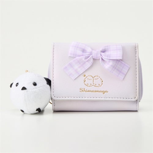 シマエナガ リボン コンパクト財布 女の子 キッズ(ラベンダー)