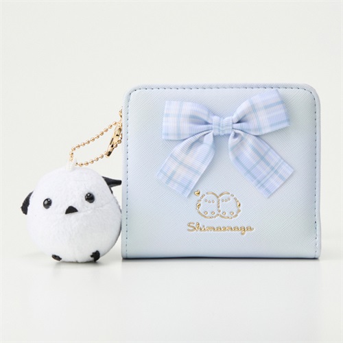 シマエナガ リボン L型ファスナー財布 女の子 キッズ(サックス)