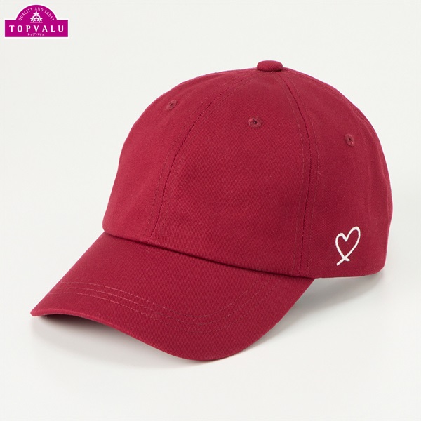 UVカット サイド ハート刺しゅう ツイルキャップ 女の子 トップバリュ キッズ(ダークレッド-ONE SIZE(54～56cm))