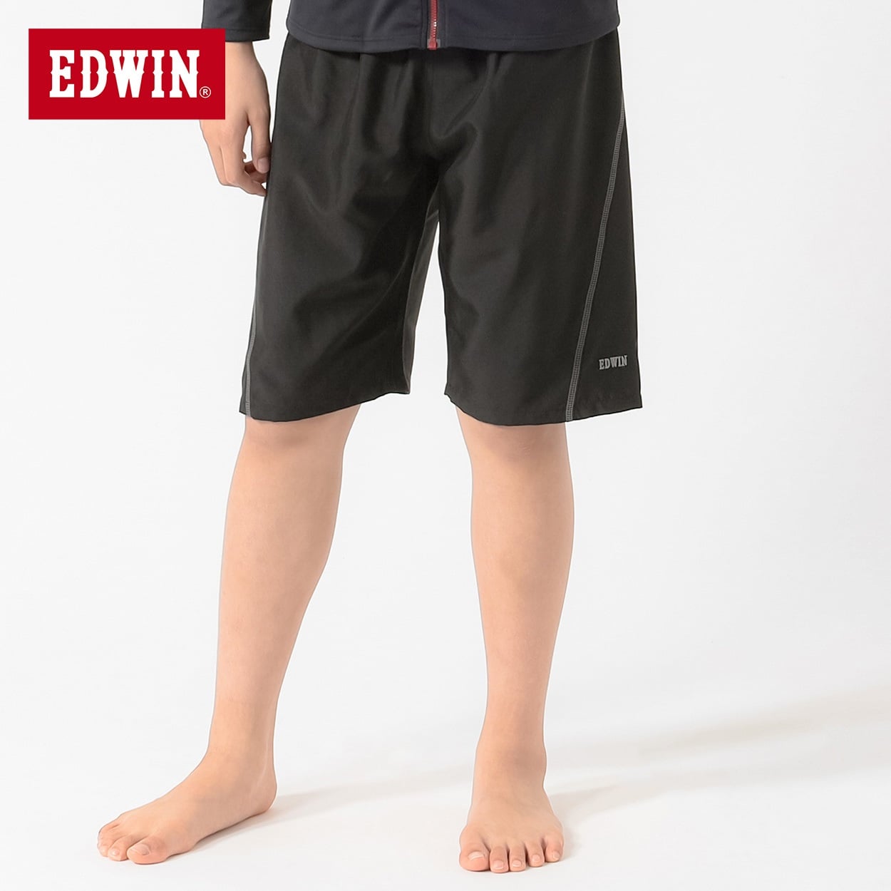 スクール水着 EDWIN(エドウィン) ステッチサーフパンツ 男の子 キッズ 150cm-170cm(ブラック-170cm)