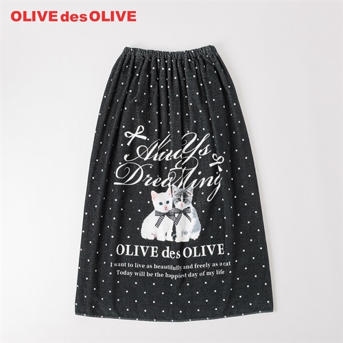 OLIVE des OLIVE(オリーブ デ オリーブ) ラップタオル 80cm 女の子 巻きタオル キッズ(ブラック-80cm)