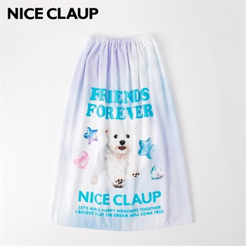 NICE CLAUP(ナイスクラップ) ラップタオル 80cm 女の子 巻きタオル キッズ(サックス-80cm)