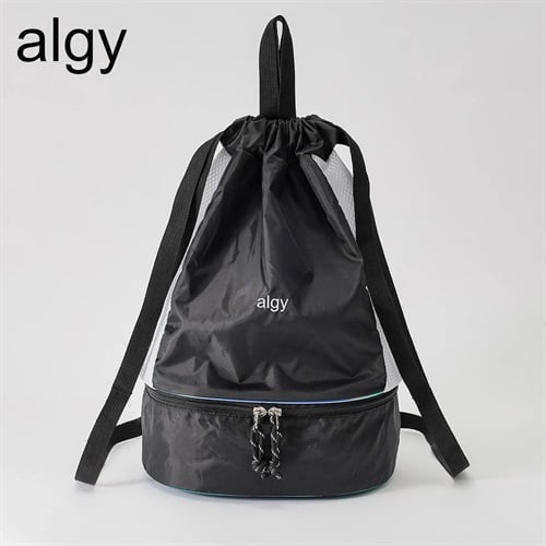 ALGY(アルジー) ボンサック型ビーチバッグ 女の子 縦20cm 横26cm 高さ40cm キッズ(ブラック-ONE SIZE)
