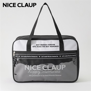 NICE CLAUP(ナイスクラップ) ボストン型ビーチバッグ 女の子 縦12cm 横37cm 高さ25cm キッズ(ブラック-ONE SIZE)