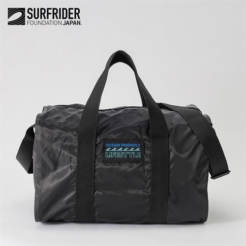 Surfrider FoundationJAPN(サーフライダーファウンデーションジャパン) ドラム型ビーチバッグ ボストン 男の子 縦24cm 横40cm 高さ23cm キッズ(ブラック-ONE SIZE)