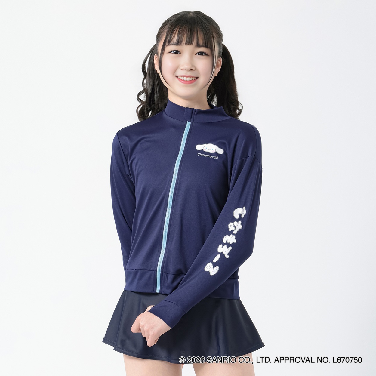 サンリオキャラクターズ ラッシュガード 女の子 キッズ 130cm-150cm(ネイビー-140cm)