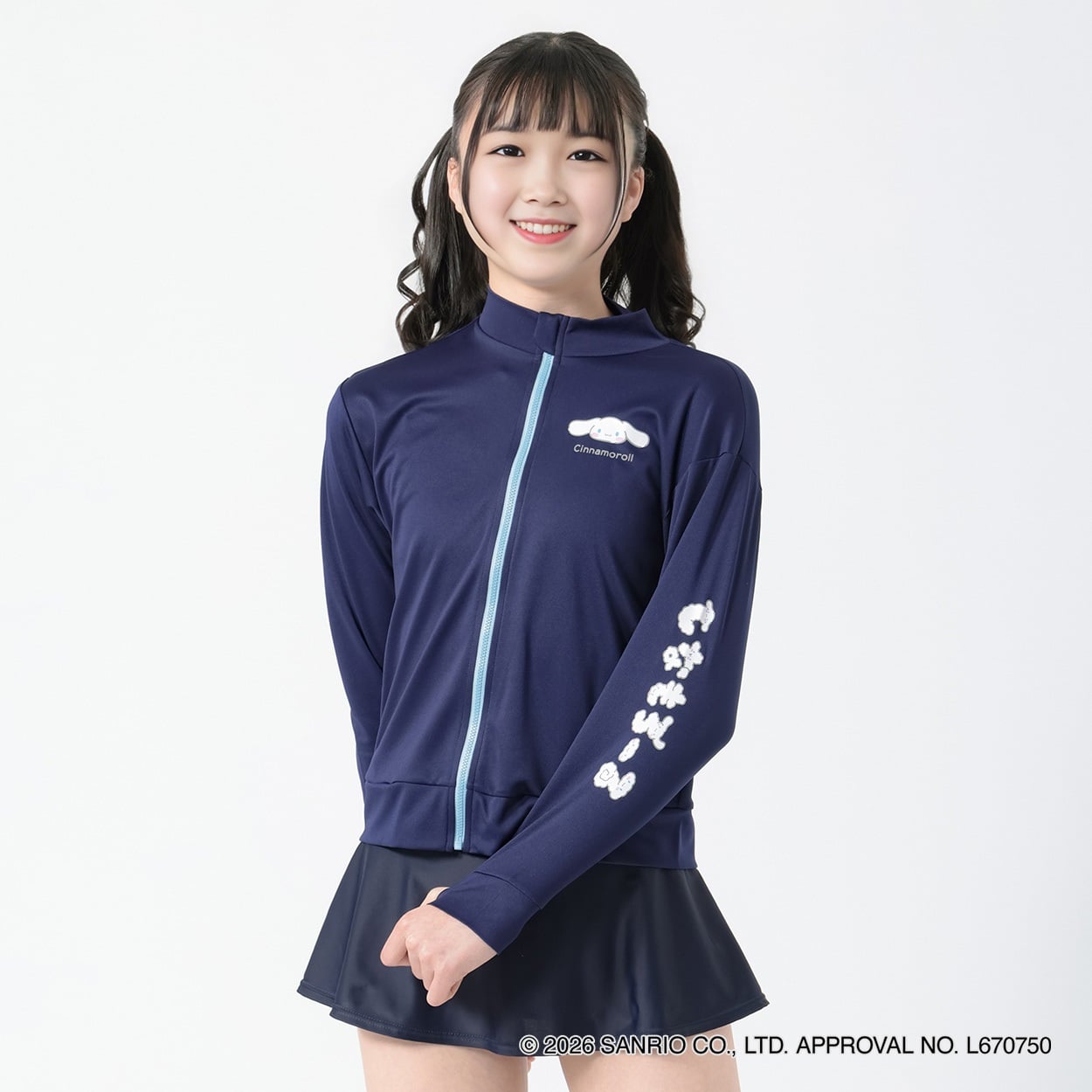サンリオキャラクターズ ラッシュガード 女の子 キッズ 130cm-150cm(ネイビー-150cm)