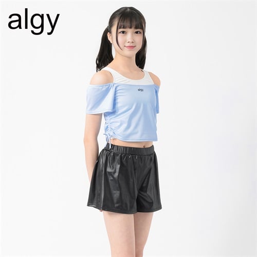 ALGY(アルジー) レイヤード風水着2点セット 小学生 中学生 水着 女の子 キッズ 130cm-160cm(サックス-130cm)