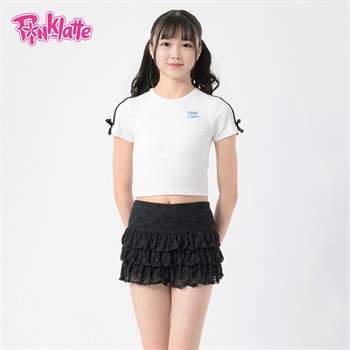 PINK-latte(ピンクラテ) レースパンツ水着3点セット 小学生 中学生 水着 女の子 キッズ 140cm-170cm(ホワイト-140cm)