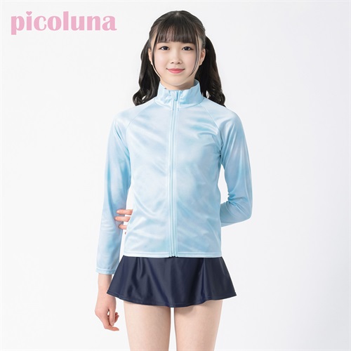 picoluna(ピコルナ) タイダイ柄ラッシュガード 女の子 紫外線対策 キッズ 130cm-160cm(サックス-130cm)