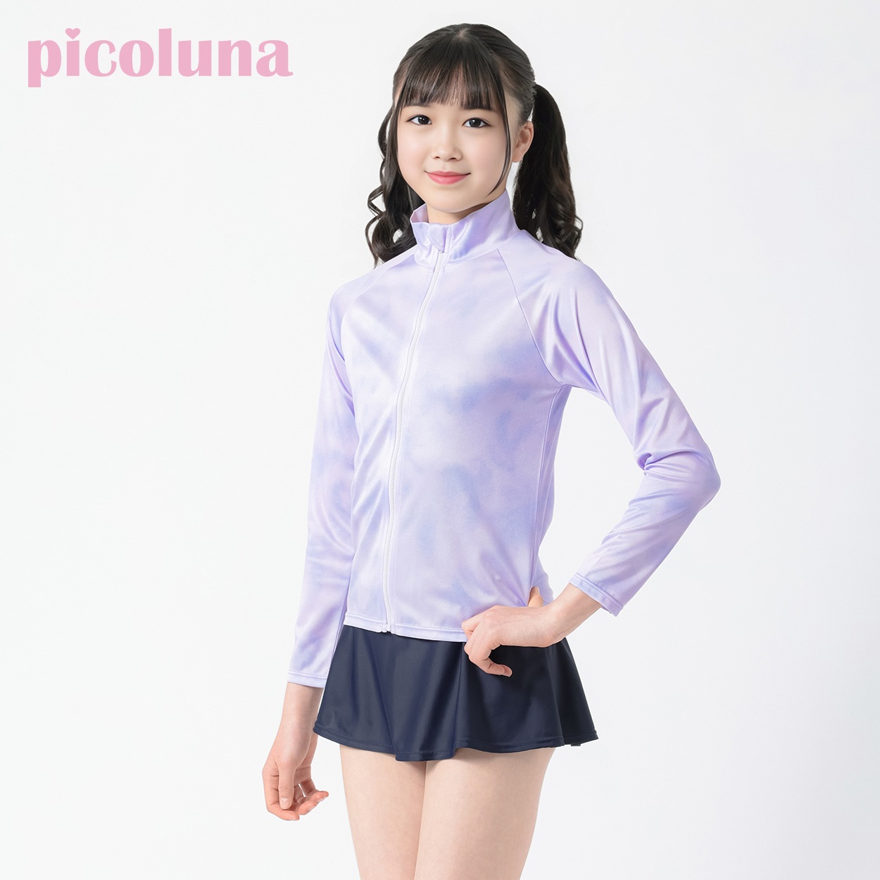 picoluna(ピコルナ) タイダイ柄ラッシュガード 女の子 紫外線対策 キッズ 130cm-160cm(パープル-150cm)