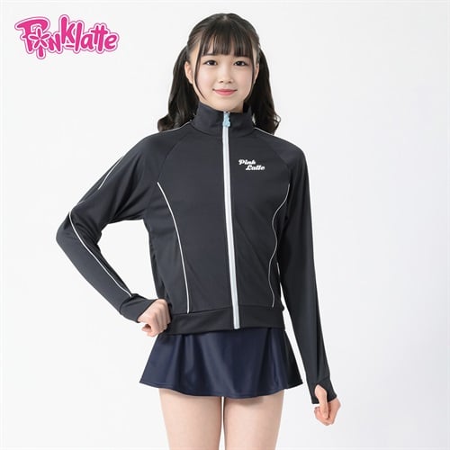 PINK-latte(ピンクラテ) 吸水速乾ラッシュガード 女の子 紫外線対策 キッズ 140cm-170cm(ブラック-140cm)