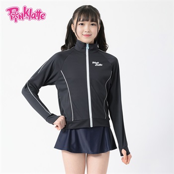 PINK-latte(ピンクラテ) 吸水速乾ラッシュガード 女の子 紫外線対策 キッズ 140cm-170cm(ブラック-140cm)