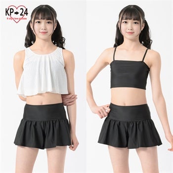 KP24 カバーボトムス水着3点セット 女の子 キッズ 140cm-170cm(ホワイト-140cm)
