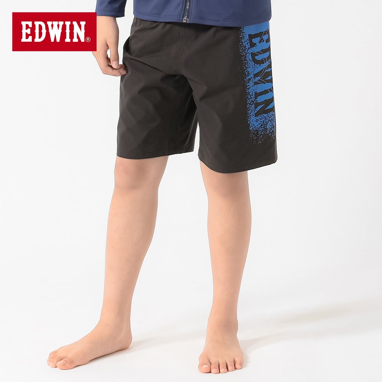 EDWIN(エドウィン) スプレーロゴサーフ水着 男の子 キッズ 140cm-170cm(ブラック-160cm)