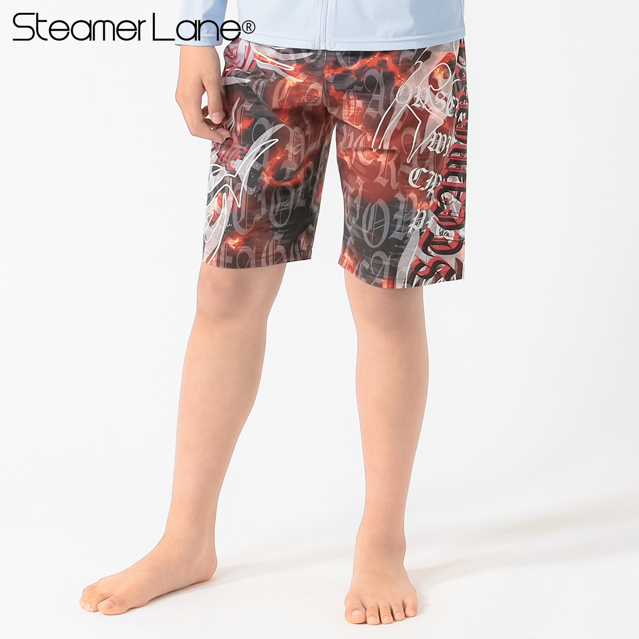 STEAMERLANEトライバルサーフ水着 小学生 中学生 水着 男の子 キッズ 130cm-160cm(レッド-140cm)