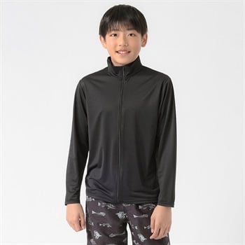 UV対策カラージャケット ラッシュガード 長袖 キッズ 120cm-170cm(ブラック-120cm)