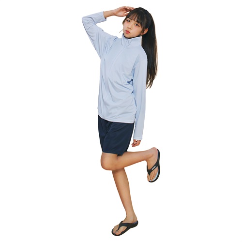 UV対策カラージャケット ラッシュガード 長袖 キッズ 120cm-170cm(サックス-120cm)
