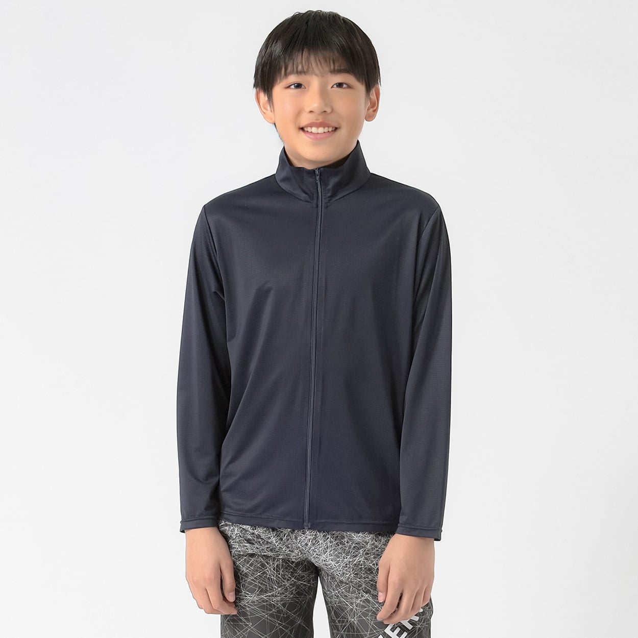 UV対策カラージャケット ラッシュガード 長袖 キッズ 120cm-170cm(ネイビー-150cm)