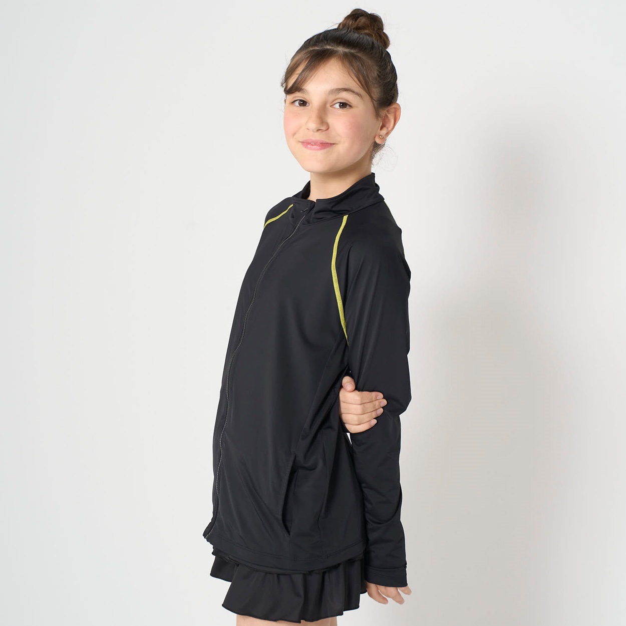 SNC(スーパーナイロンクール) UV冷感ラッシュガード 男の子・女の子 紫外線対策 キッズ 130cm-170cm(ブラック-150cm)