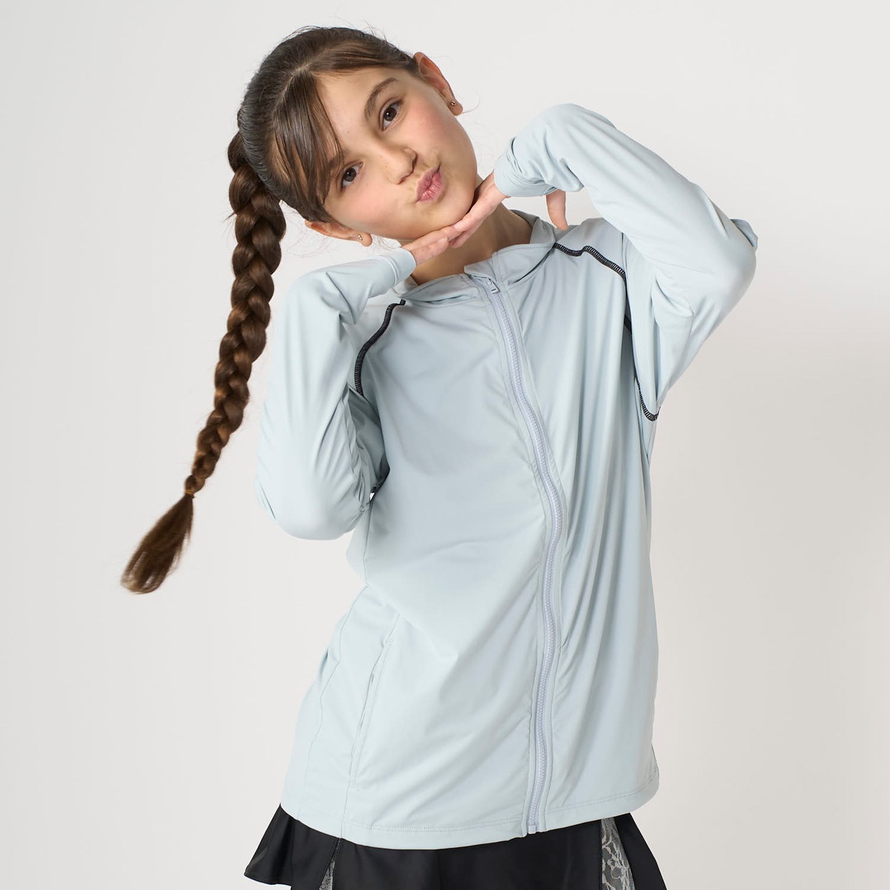 SNC(スーパーナイロンクール) UV冷感ラッシュガード 男の子・女の子 紫外線対策 キッズ 130cm-170cm(グレー-160cm)