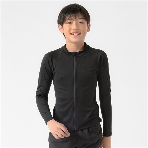 GERRY(ジェリー) スクール長袖ジップラッシュガード 紫外線対策 キッズ 140cm-170cm(ブラック-140cm)