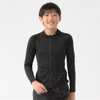GERRY(ジェリー) スクール長袖ジップラッシュガード 紫外線対策 キッズ 140cm-170cm(ブラック-140cm)