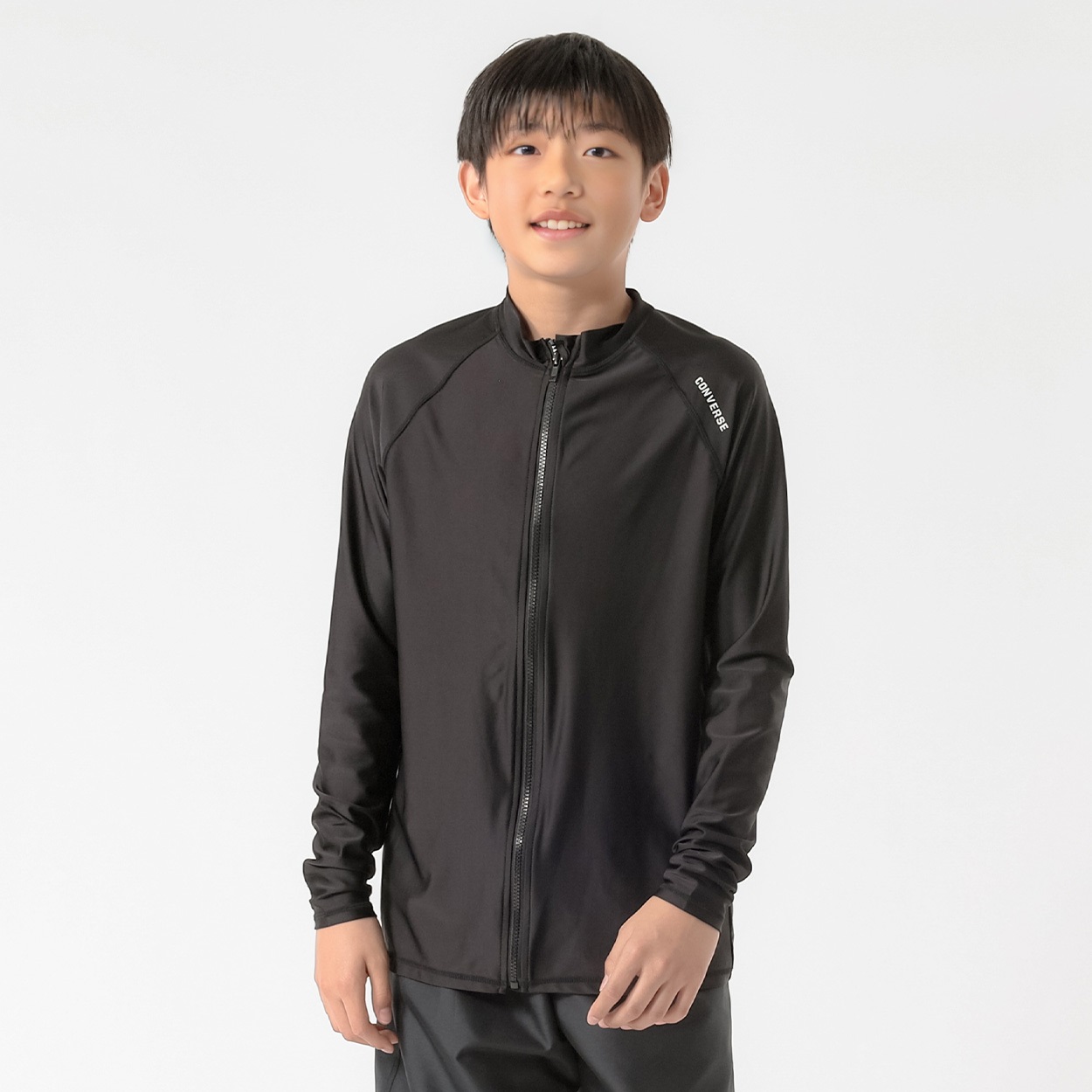 CONVERSE(コンバース) スクール中高生ラッシュガード 紫外線対策 キッズ S M L(ネイビー(ホワイトロゴ)-Ｍ)