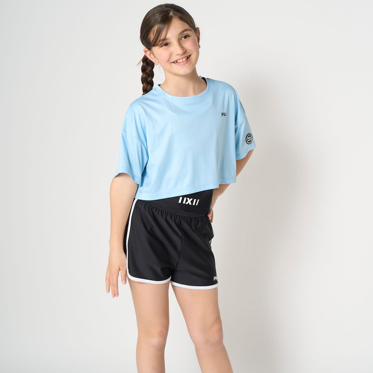 FILA(フィラ) 短丈水着セパレート3点セット 小学生 中学生 水着 女の子 キッズ 140cm-170cm(サックス-170cm)